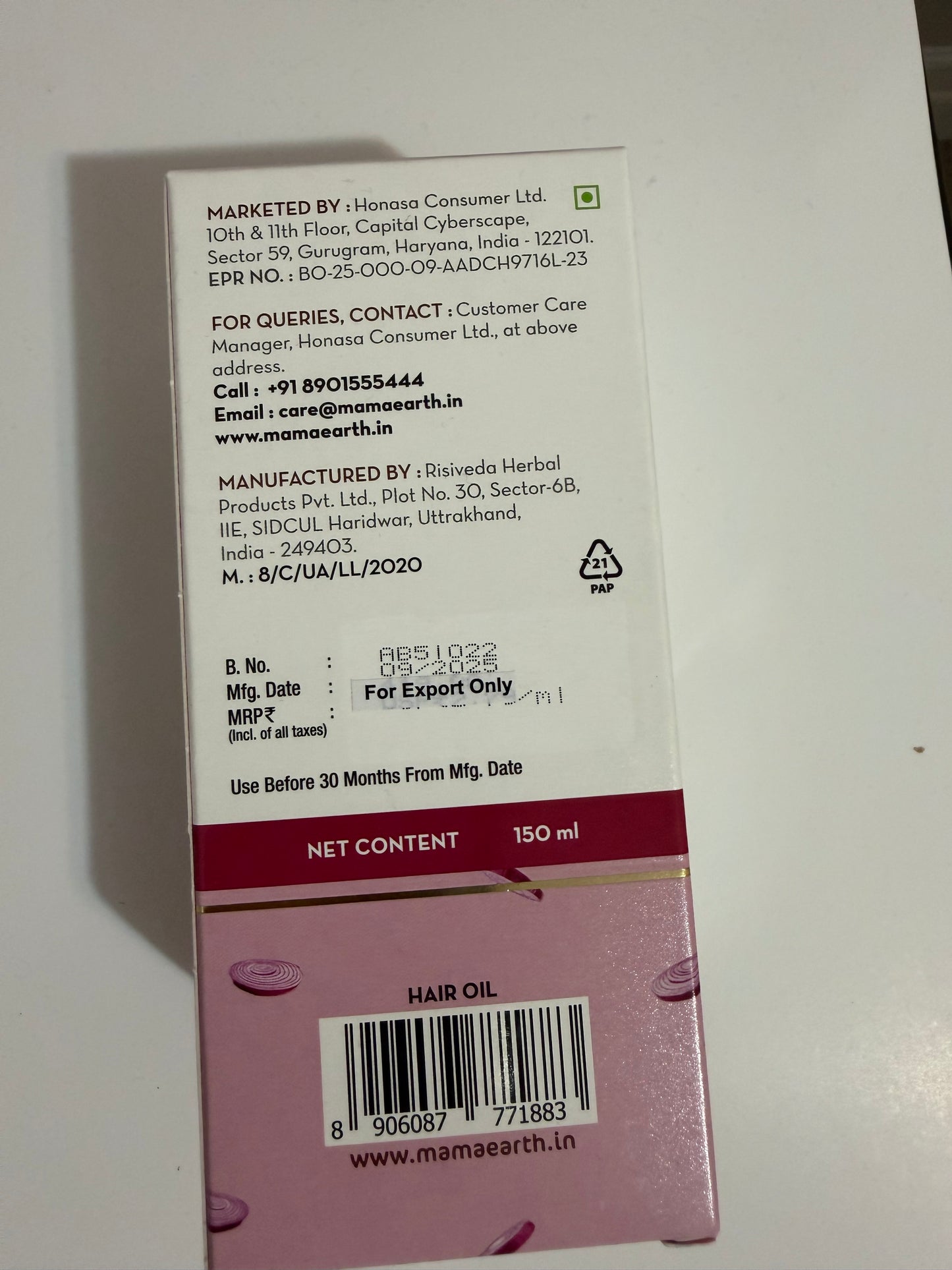 MAMAEARTH ONION HAIR OIL
