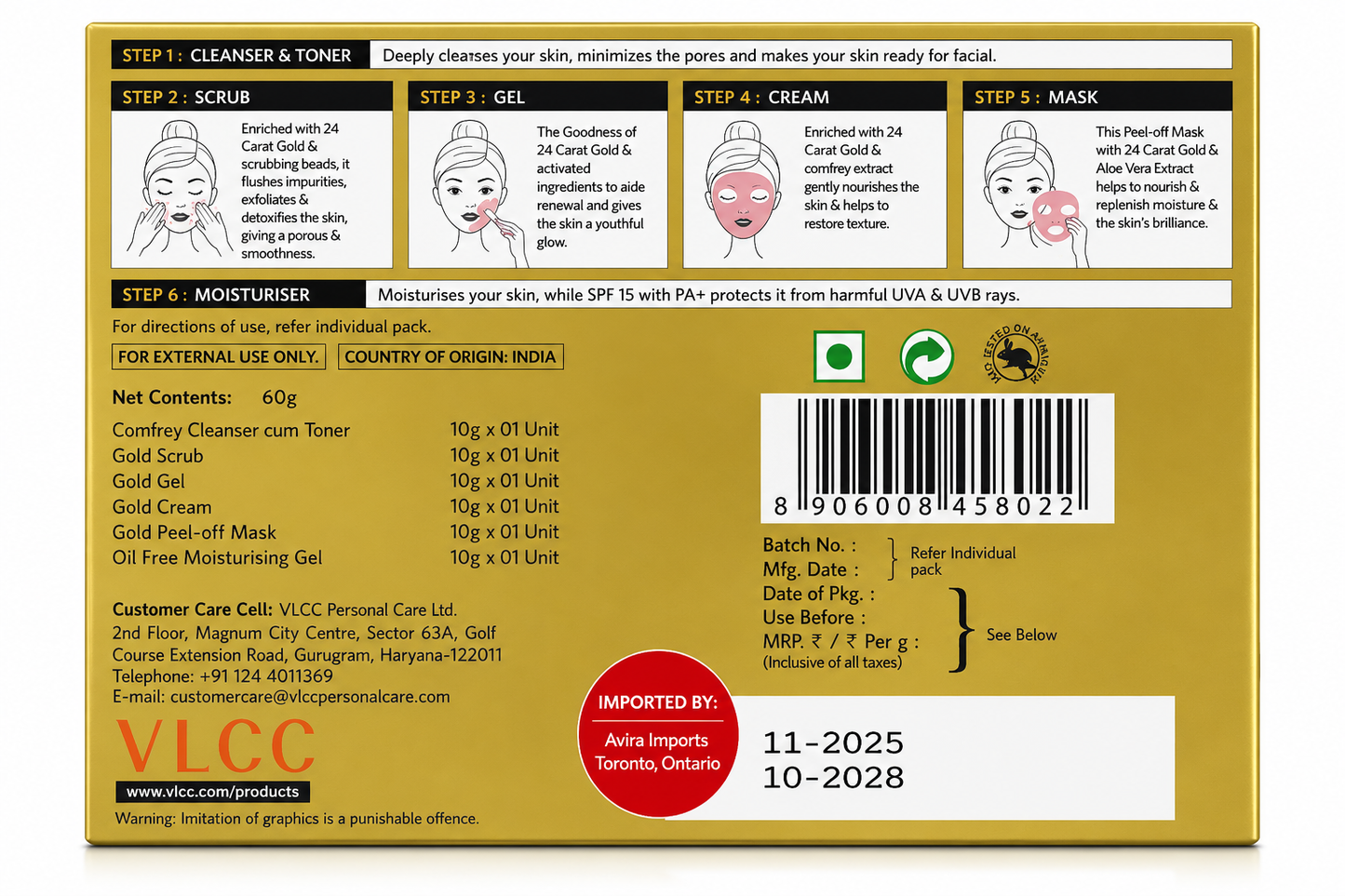 VLCC GOLD FACIAL KIT