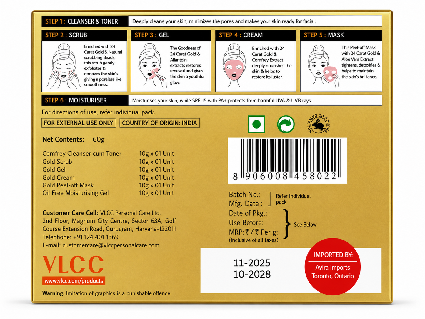 VLCC GOLD FACIAL KIT FOR SENSITIVE SKIN